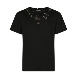 DOLCE & GABBANA Embellished Black tričko Veľkosť: L