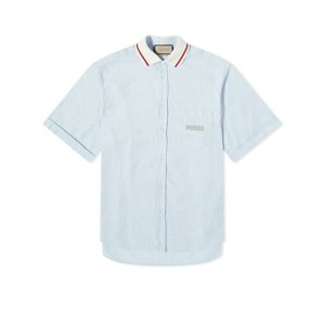GUCCI Embroidered Baby Blue košeľa Veľkosť: XL