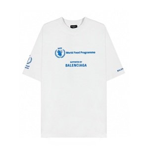 BALENCIAGA Supports The WFP White tričko Veľkosť: XL