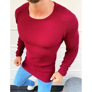 Bordový módny sveter s okrúhlym výstrihom pre pánov
