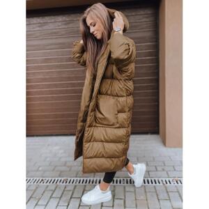 Hnedá zimná oversize bunda s prešívaním pre dámy v akcii