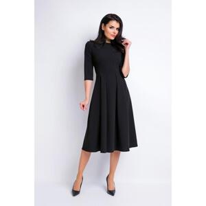 Čierne šaty s rozšírenou sukňou pre dámy