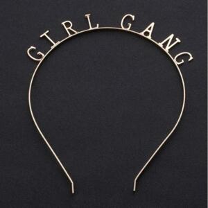 Zlatá čelenka do vlasov s nápisom GIRL GANG