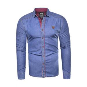 Pánska riflová košeľa v modrej farbe