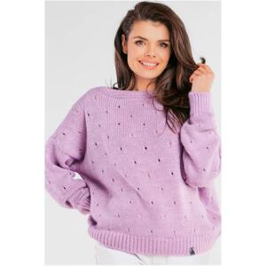 Fialový voľný sveter pre dámy