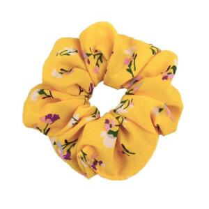 Žltá kvetovaná PIN UP gumička do vlasov
