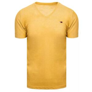 Pánske žlté basic tričko s véčkovým výstrihom