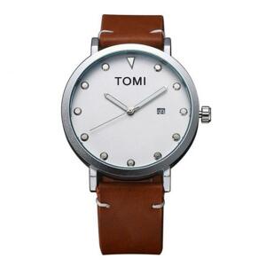 Módne pánske hodinky Tomi hnedej farby s bielym ciferníkom