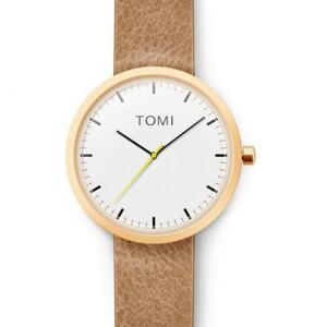 Béžové hodinky Tomi s bielym ciferníkom pre pánov