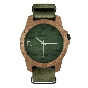 Zelené drevené hodinky s textilným remienkom pre pánov