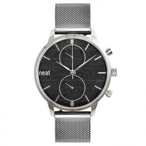 Štýlové pánske hodinky strieborno-čiernej farby s kovovým remienkom