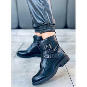 Čierne vojenské topánky s prackami pre dámy