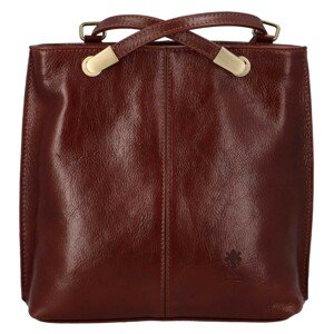 Dámska kožená batôžky-kabelka Vera Pelle Amelia - hnedá