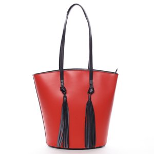 Dámska kožená kabelka na rameno červená/čierna - Delami Vera Pelle Juxeen
