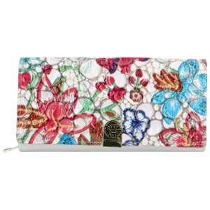 Dámska kožená peňaženka biela/kvetinová - Gregorio Avrillin