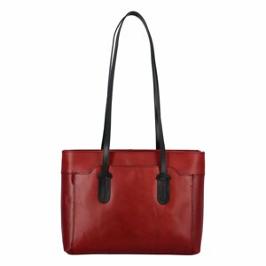 Červeno čierna kožená kabelka cez plece - ItalY Yuramica