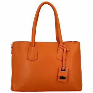 Dámska kožená kabelka cez plece oranžová - Delami Surevy